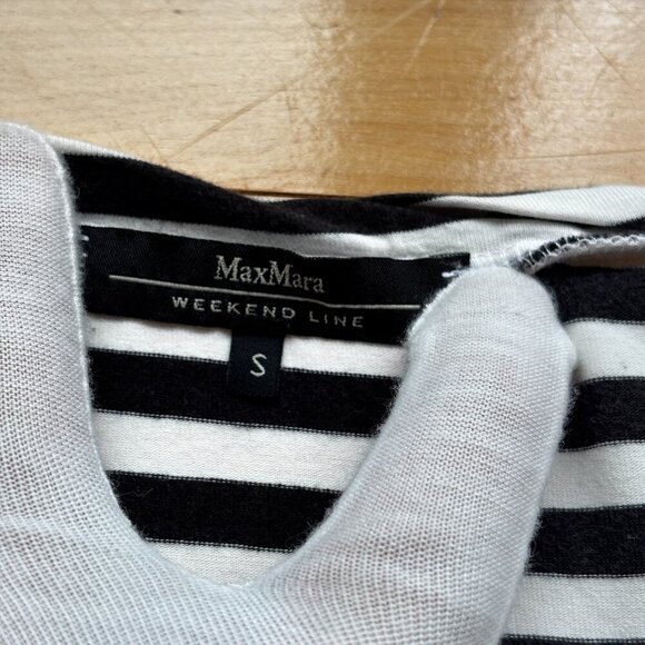 MaxMara Women's Black & White Striped Cotton Tee – Size S - Picture 6 of 11